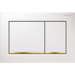 Pulsador serie Omega30 de Geberit, plástico, Blanco/Dorado/Blanco